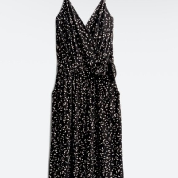 Kaileigh Black with White Polka Dots Sleeveless Jumpsuit Size L - Picture 1 of 7